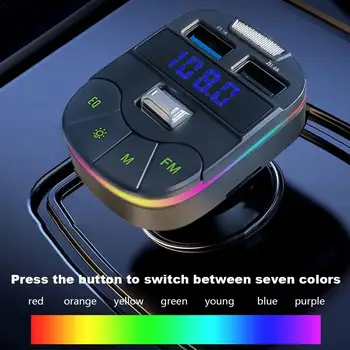 Автомобилен FM-предавател Безжичен Bluetooth адаптер за Кола MP3-Хендсфри, Зарядно устройство, USB плейър Fast PD Роликовое колело Dual M2P4