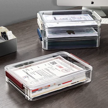 Прозрачна кутия за съхранение на формат А4, Преносими пластмасови офис консумативи с Голям капацитет, Калъф за съхранение на бижута, ученически пособия за дома и офиса