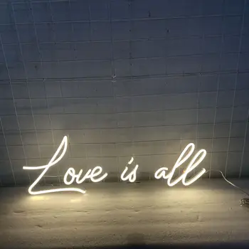 Неонова реклама с Love Is All поръчка, декор за сватбени партита, екстремни, led светлинна буквално знак, Персонализирано лого бизнес, led неон буква по поръчка