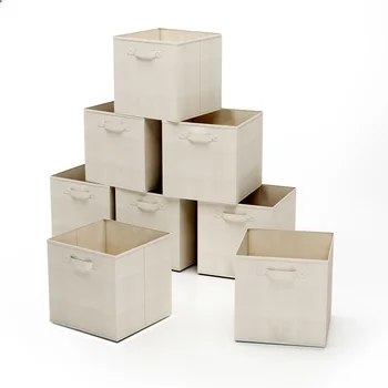 Комплект сгъваеми филтър кутии за съхранение от 8 теми (бежово) от Home-Complete