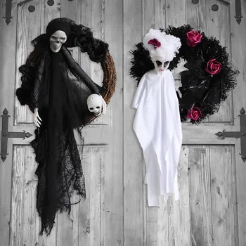 Хелоуин Бели Призрачни врата Ден Призрак Страшното парти на Фестивала на Черно-бял Венец Виси Украсата на Къщата с духове Подпори