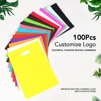 Промоционален подаръчен пакет с логото на поръчка, Преносим пластмасов пакет, Подарък чанта за пазаруване, Одноцветный лого от една страна, безплатен дизайн 100 бр./лот