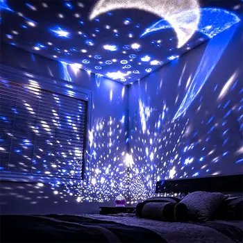 Романтична Въртящи лека нощ-проектор Sky Moon Star Master USB, цветни лампи, led проект за деца, лампа за сън на Бебето