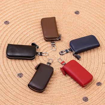 Чантата за ключовете от колата, 6 куки, мъжки женски колан окачен многофункционален ключодържател, портфейл с цип, мини държач за карти, чанта за съхранение, носене за иконом