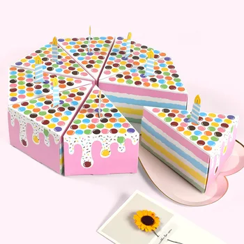 8шт Подарък кутия за Бонбони във формата на Торта за Рожден Ден, Опаковка на закуски, Картонени Кутии, Украса на детския Рожден Ден, Подаръци за Бебе Душ