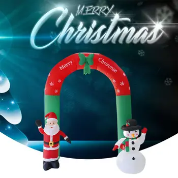 2.4 М Коледна надуваема арка с led подсветка, Надуваеми вратата с Дядо Коледа и Гигантски Снеговиком за партита