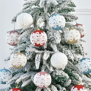 8 см Коледен Блестящ Балон, коледно Дърво, Лейси Окачване, Финансирани, Окачени Червени Орнаменти Навидад, Коледна Домашно Парти, Декорация на Стени и врати в Стаята