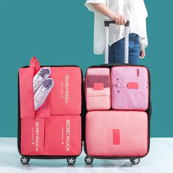 Органайзер за пътуване, Комплект за опаковане на багаж от 7 на продукти С многофункционални пакети за сортиране на дрехи и чанта за обувки, подходящ за пътуване