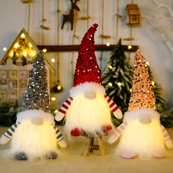12-инчов Коледен гном, с искри, Светещи Безлични кукла, бижута, Коледни украшения за дома, подарък за Коледа Навидад