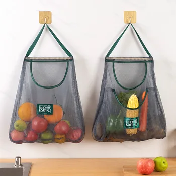 Торби за многократна употреба, за съхранение на Кухненски Подвесная mesh bag, Домашна мрежа за съхранение на плодове и зеленчуци, чанта за джинджифил, Чесън, Картофи, лук