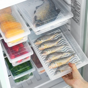 Хладилник в японски стил, кутия за съхранение на риба, месо, Органайзер за хладилник, Контейнер за съхранение на плодове, зеленчуци, Кухненски принадлежности