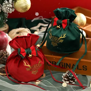 Весела Коледа, Чанта За Съхранение на Плодове с Шнурком, Преносима Опаковъчна хартия, Празничен Пакет За Декорация на Партита, Десерт