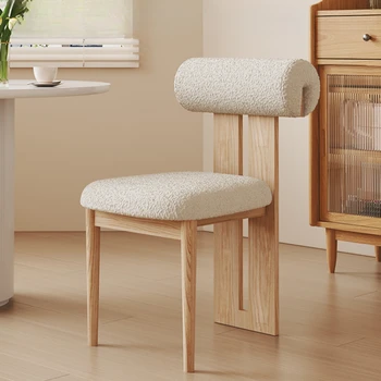Мебели в скандинавски стил, Кът за стол от масивна дървесина С облегалка Шезлонг Лесен и модерен, удобен е за сядане, Трапезария столове