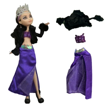 Официален комплект NK, 1 комплект за всеки ден благородна принцеса: черна козина + топ + лъскава пола за кукли Monstering High, играчка за следобеден чай