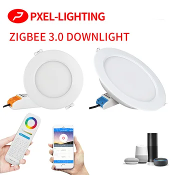 Miboxer Zigbee 3,0 RGB + CCT led лампа 6 W FUT068Z 12 W FUT066Z през Цялата Панел Тавана Лампа За Дневна, Трапезария AC100-240V