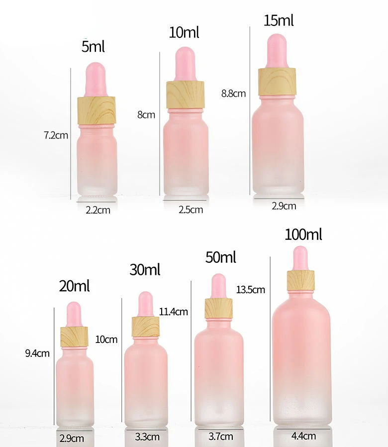 Бутилка от розово матирано стъкло с обем 5 ml-100 ml с Взетия-капкомер, Розови и Парфюмни етерични Масла, Бутилка За Опаковане на козметични есенции Dropship