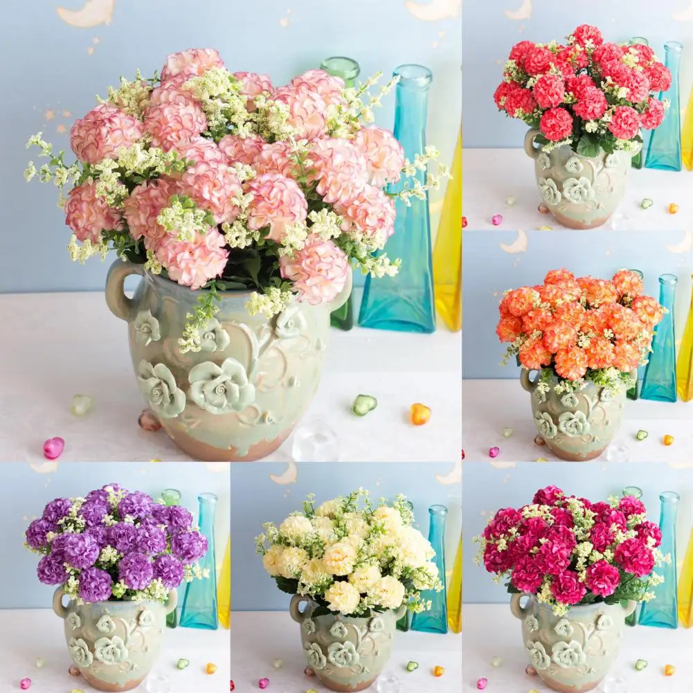 Модерен антикоррозийный декоративен букет изкуствени hydrangeas, устойчив на атмосферни влияния, пъстри изкуствени цветя градинарство