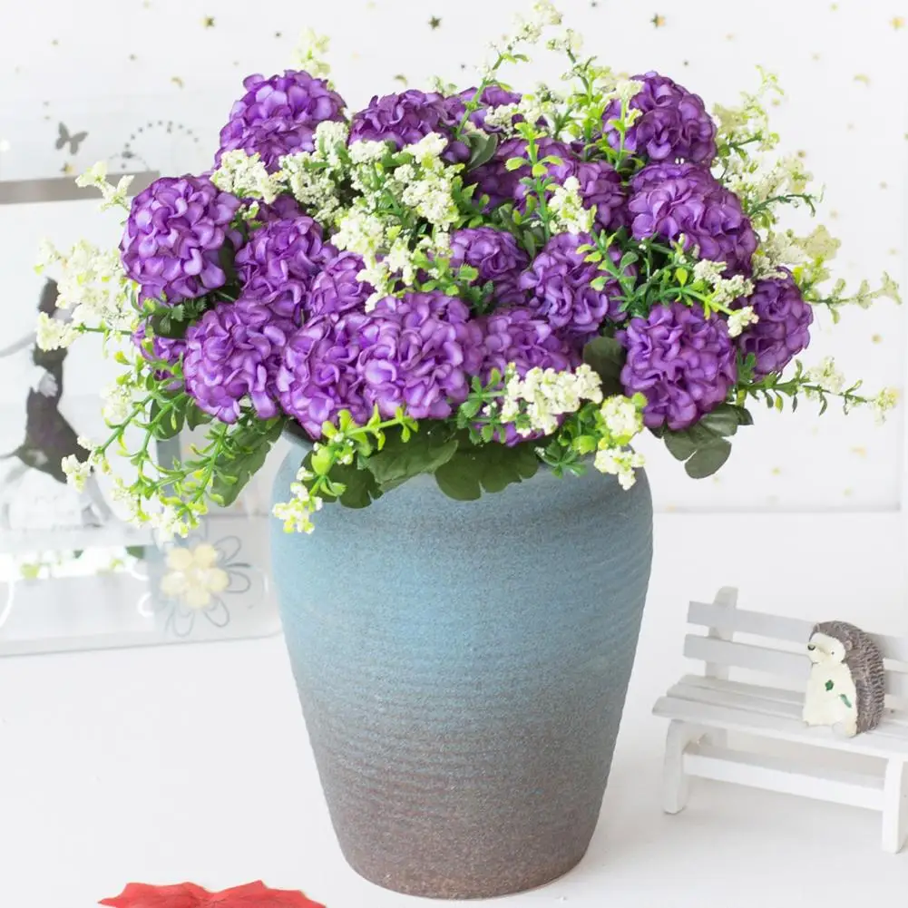 Модерен антикоррозийный декоративен букет изкуствени hydrangeas, устойчив на атмосферни влияния, пъстри изкуствени цветя градинарство