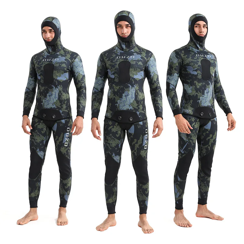 Мъжки Водолазный костюм от неопрен с дебелина 3 мм Топла отделни бански костюм, костюм за сърф, подходящи за лов и риболов, яке, Панталони, дрехи, Костюми