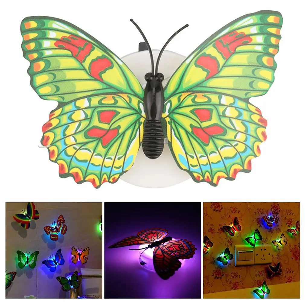 Нощни осветителни тела с пеперуди, Наклеиваемые 3D стикери за стена с пеперуди, Лампи 1/5 бр., Декорация на дома, Направи си САМ, Стикер на стената в хола, Осветление