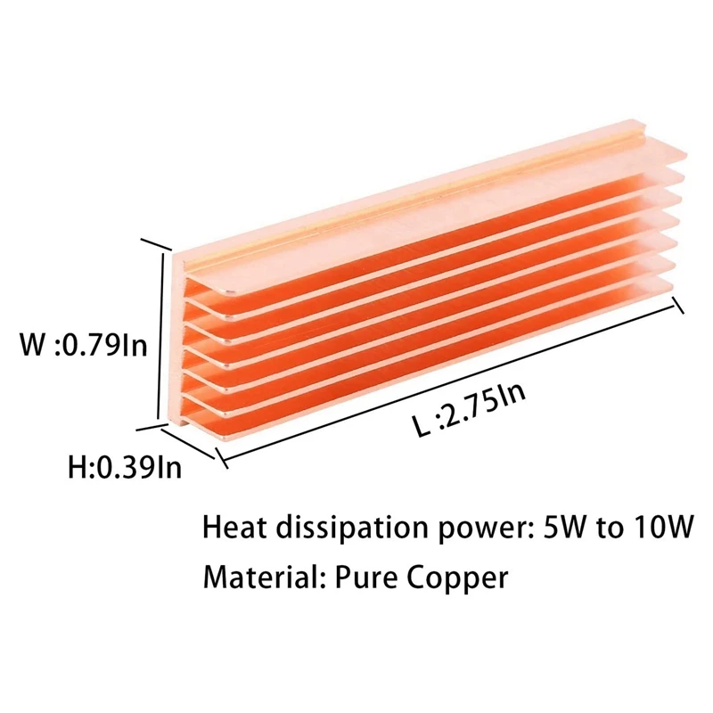 Радиатор HFES M. 2 от чиста мед Nvme M2 2280 SSD DIY 7 ребрата на Охладителя с термозащита за настолен компютър (4 бр.)