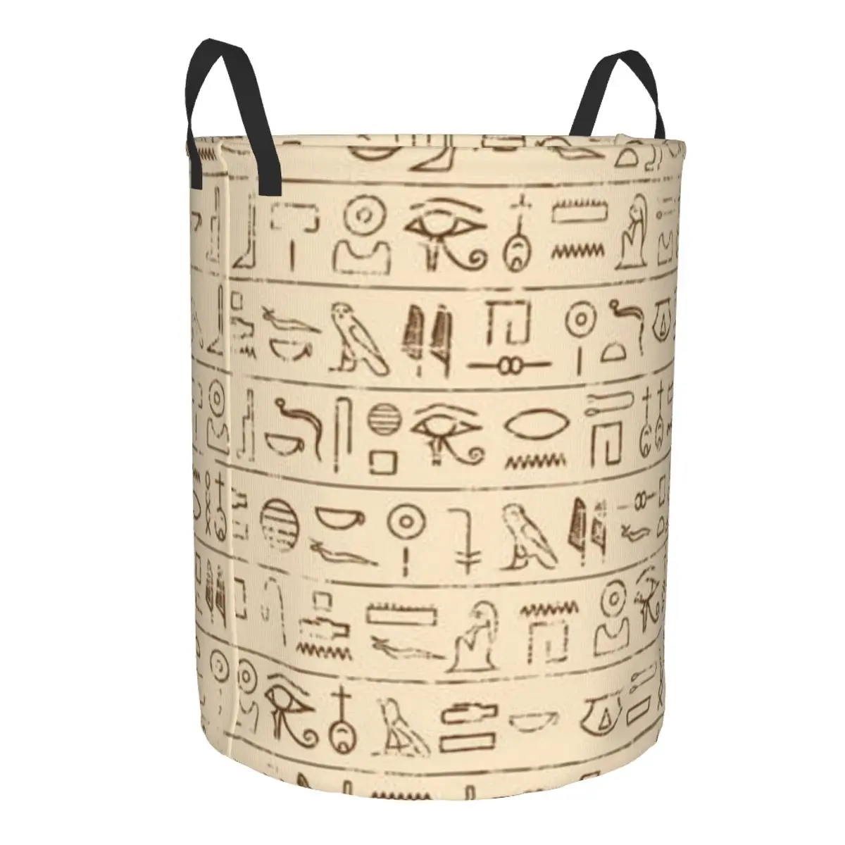 Сгъваема Кошница за дрехи с Египетски Йероглифи, Кръгла Кофа за съхранение, Голяма Кошница, Сгъваем Органайзер за играчки за дрехи