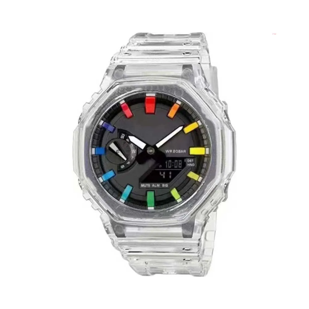 Спортни цифрови кварцов мъжки часовник 2100, оригинални ударни часовници на световно време, пълнофункционален led серия Starry Sky Edition Oak