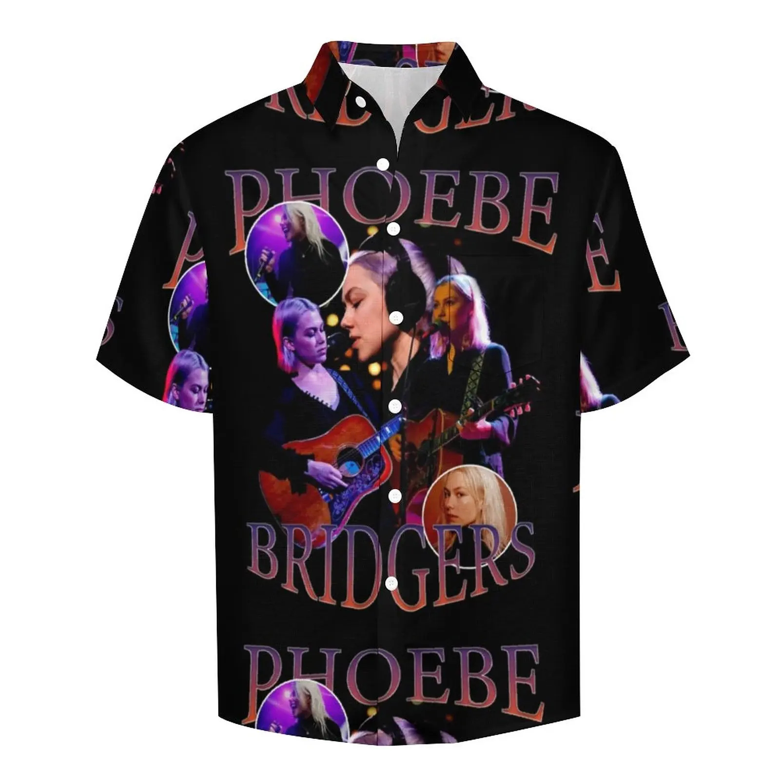 Фийби Бриджерс, Свободна риза, Мъжки ежедневни ризи в стил Хип-хоп, Хавайски блузи в стил ретро с къс ръкав, оверсайз